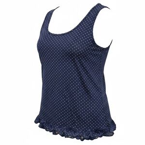 Chico’s Lace Trim Navy Blue Polka Dot Microfiber Tank